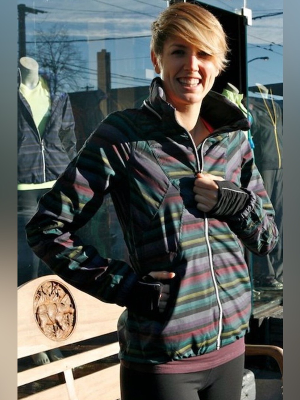*RARE* LULULEMON MULTI PONCHO STRIPE    HUSTLE JACKET